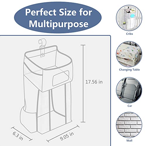Hanging Diaper Caddy Organizer for Nursery, Gray & White D114