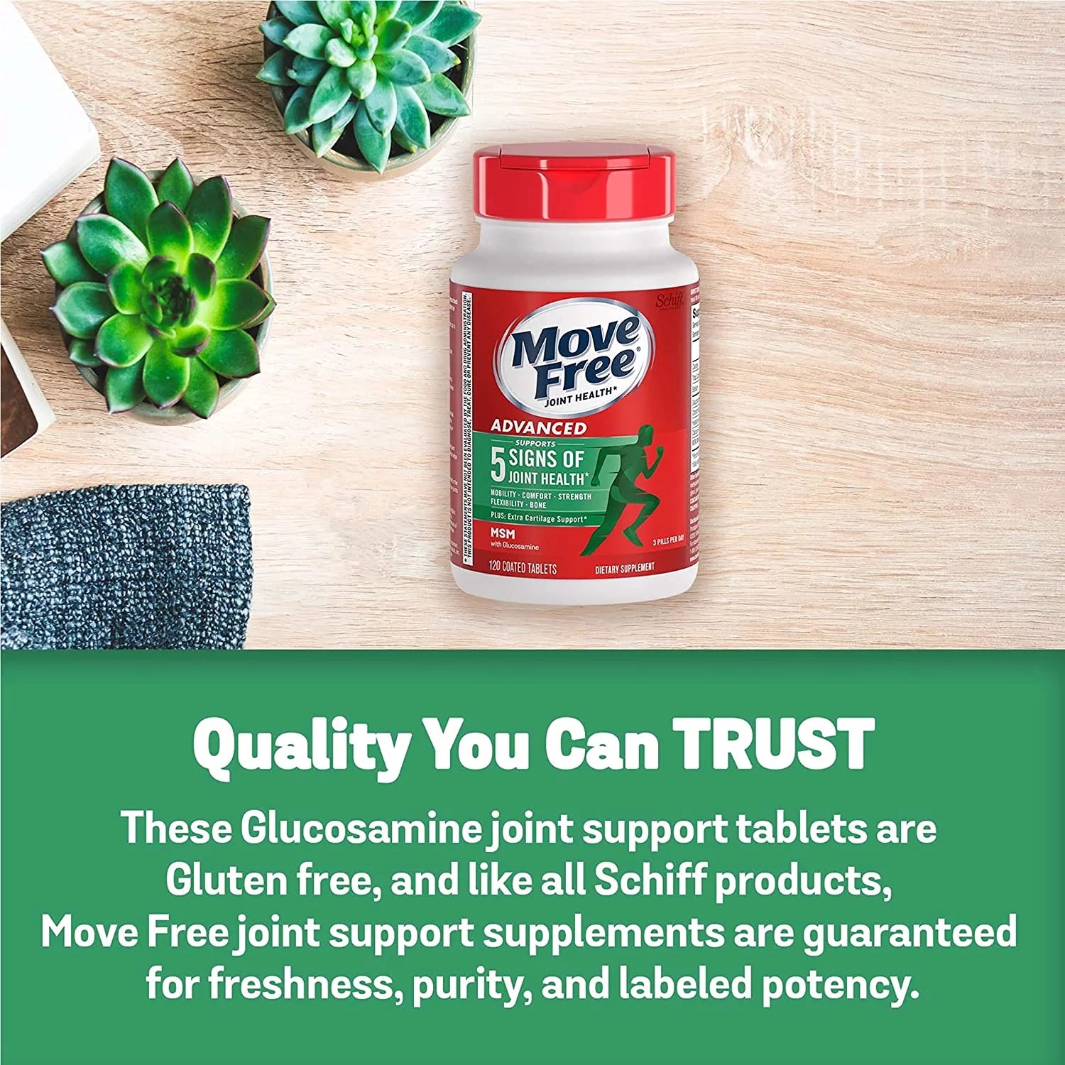 Advanced Glucosamine Chondroitin MSM Joint Support Supplement, Coated Tablets, 120ct E21972
