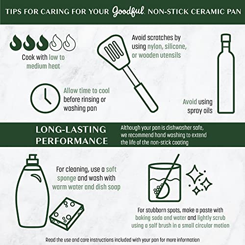 Goodful Ceramic Nonstick Deep Saute Pan with Lid, 4-Quart, Green Y886412