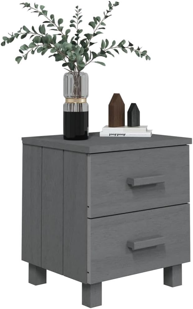 Solid Wood Bedside Cabinets Dark Gray Allesoky HAMAR 2-piece C534
