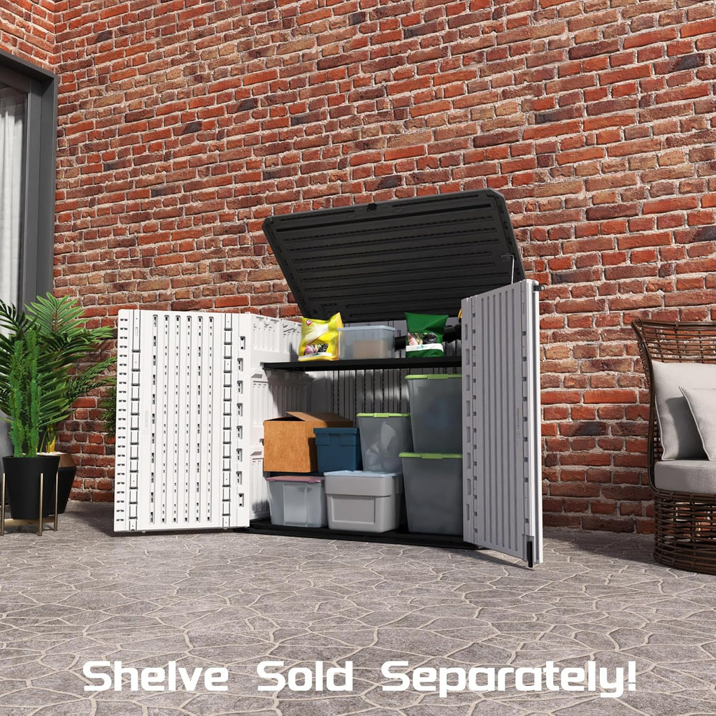 ADDOK Outdoor Horizontal Storage Cabinet Waterproof Lockable White Y138