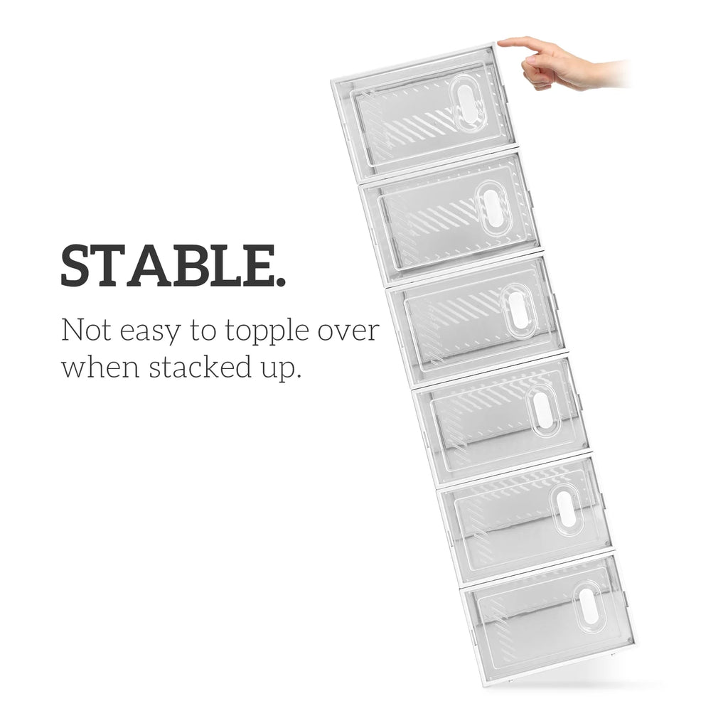 Zimtown 12 Pack Multipurpose Shoe Storage Boxes with Clear Lid, Foldable Stackable I391120