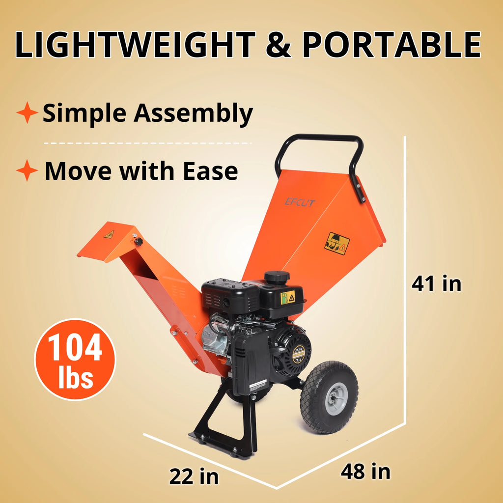 Wood Chipper Shredder Mulcher 7HP Gas Powered Compact 3 Inch Max Capacity a7