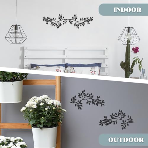 Hotop 2 Pieces Metal Tree Leaf Wall Decor Wrought Iron Sculptures P320