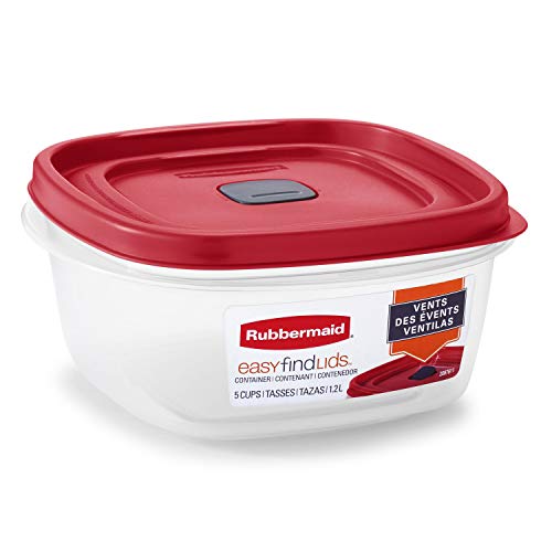 Rubbermaid Easy Find Lids 5-Cup Food Storage and Organization Container, Racer Red (Pack of 2)