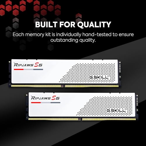 G.SKILL Ripjaws S5 DDR5 RAM 32GB (2x16GB) 6000MT/s CL32 Desktop Memory UDIMM - Matte White D4123