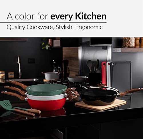 Phantom Chef 11" Deep Frypan 5 Qt Wok, Non-Stick Ceramic Coating, Navy X2103