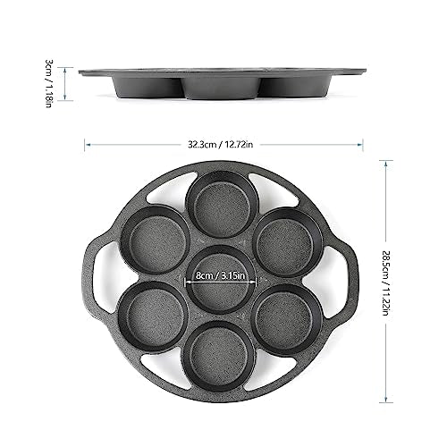 Cast Iron Fried Egg Pan with 7-Mold Design U761