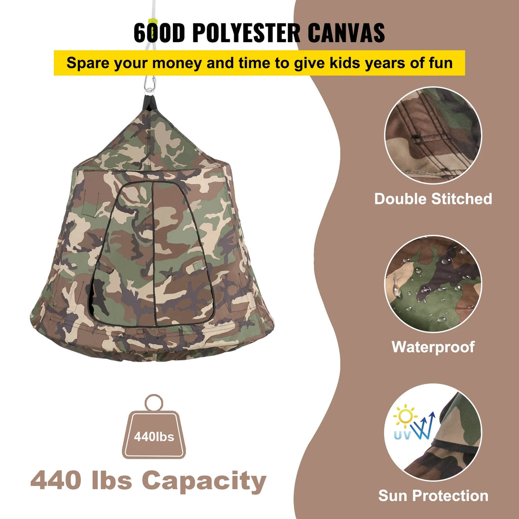 VEVORbrand Hanging Tree Tent, Max 440 lbs, with LED Rainbow Lights, Indoor Outdoor O111082