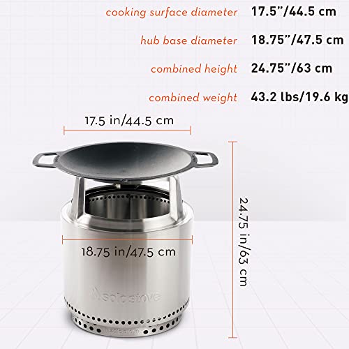 Solo Stove Ranger Cast Iron Wok Cooking Bundle 2.0 Portable Smokeless Fire Pit with Stand and Woktop A388150