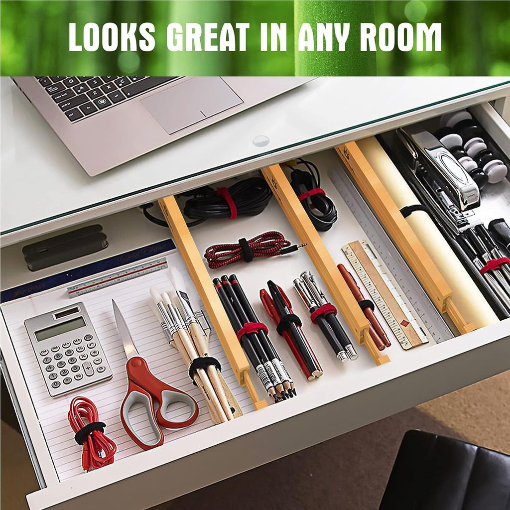 ANTOWIN Bamboo Drawer Dividers Organizers 16pcs, Expandable 17-22 inches V28899