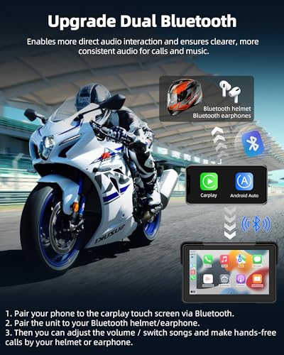 Motorcycle CarPlay & Android Auto 7 inch DVR Screen with Dual 2K Cameras GPS Navigation a7
