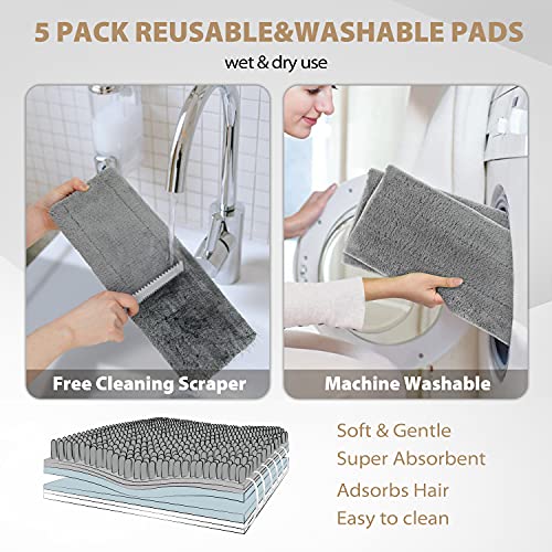 Microfiber Hardwood Floor Mop with 5 Reusable Washable Pads, Wet or Dry Cleaning a7k