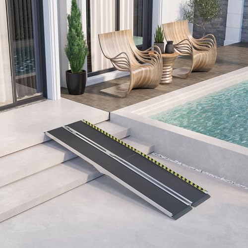 Foldable Wheelchair Ramp 8FT Aluminum Non-Slip q7