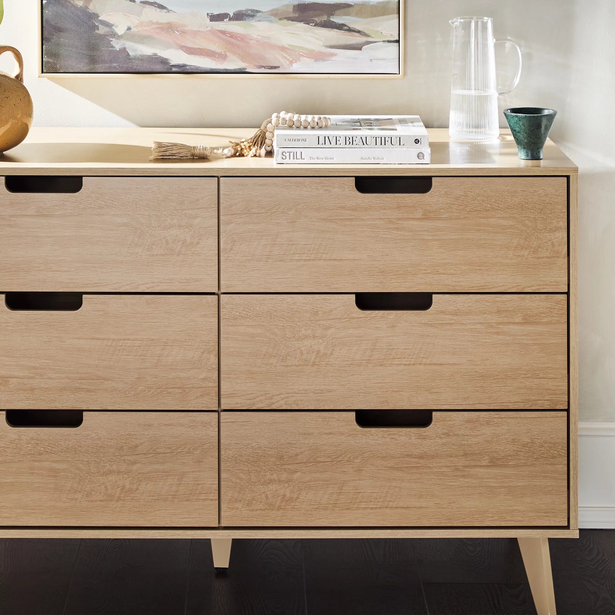 Walker Edison Modern 6-Drawer Dresser with Cut-Out Handles V97089