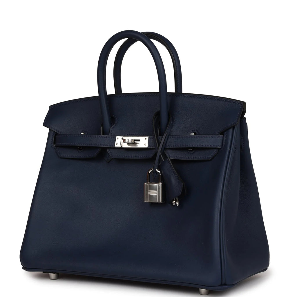 Birkin 25 Bleu Navy Swift Palladium Hardware a7