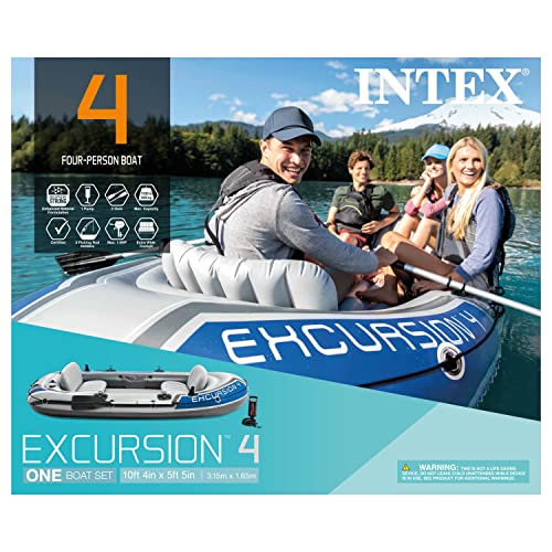 INTEX Excursion Inflatable Boat with Oars and High-Output Pump A61247