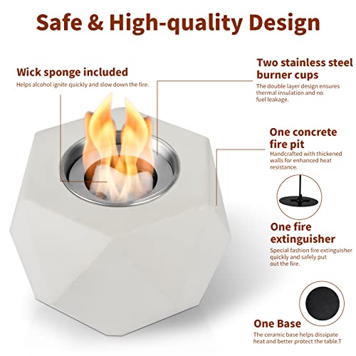 Concrete Tabletop Fire Pit Bowl Indoor Outdoor Portable m7