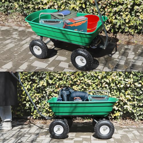Poly Garden Dump Cart with Rotating Handle and No-Flat Tires k7m
