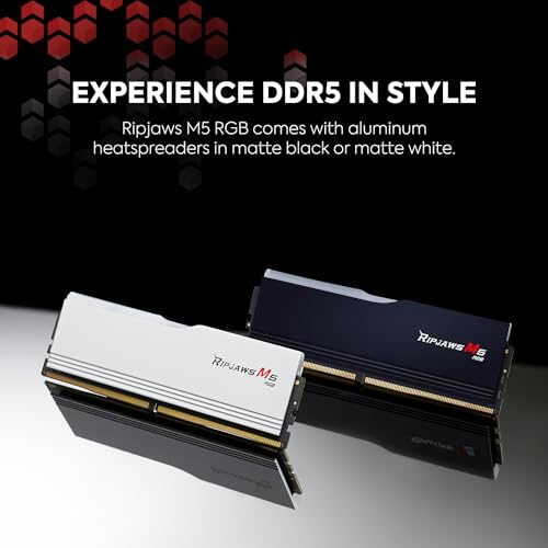 G.SKILL Ripjaws M5 DDR5 RAM 64GB (2x32GB) 6400MT/s Desktop Memory UDIMM Matte Black P27247