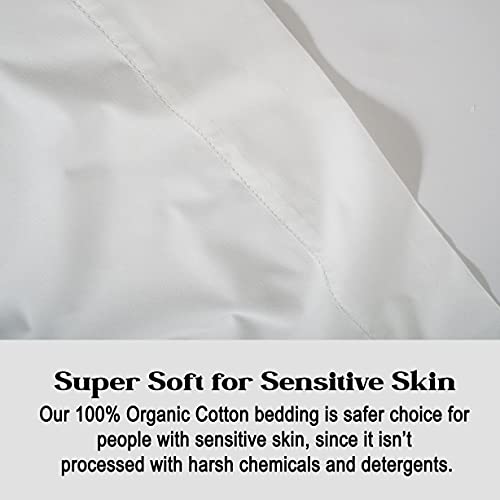 Organic Cotton Queen Sheets 8pc Percale Bedding White A7