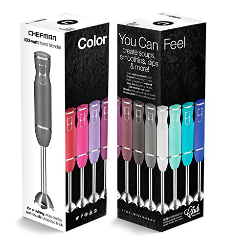 Chefman Immersion Hand Blender, 300W, Stainless Steel Shaft, Turquoise D856