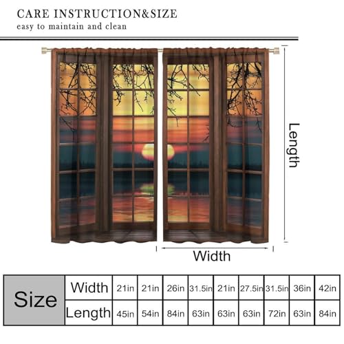 Iceberg Setting Sun Landscape Curtain, Blackout Window Treatment for Bedroom Living Room, 42"W x 45"L Y2586