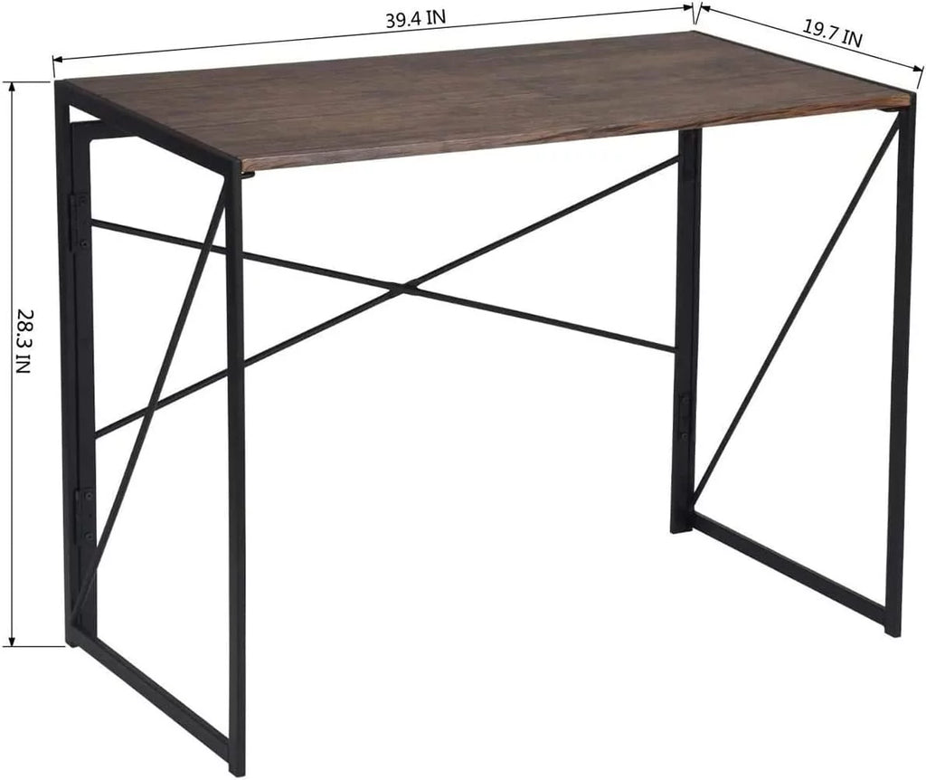 Coavas Folding Desk 39.4 inch Writing Computer Desk for Home Office Brown V502302