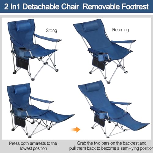 Beach Chair with Reclining Foot Rest and Adjustable Umbrella, Blue k7