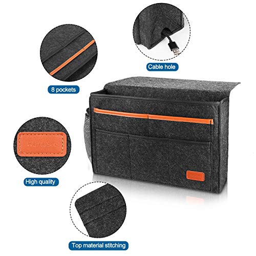 Bedside Caddy with 8 Pockets for Bed Storage Organizer, Light Gray K88416