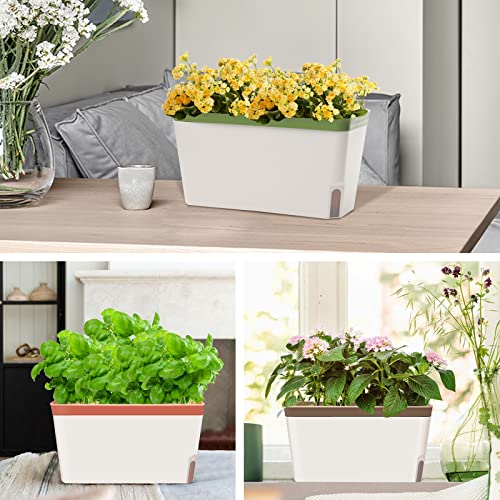 Self Watering Planter Pots Window Box for Indoor Plants Green 7k