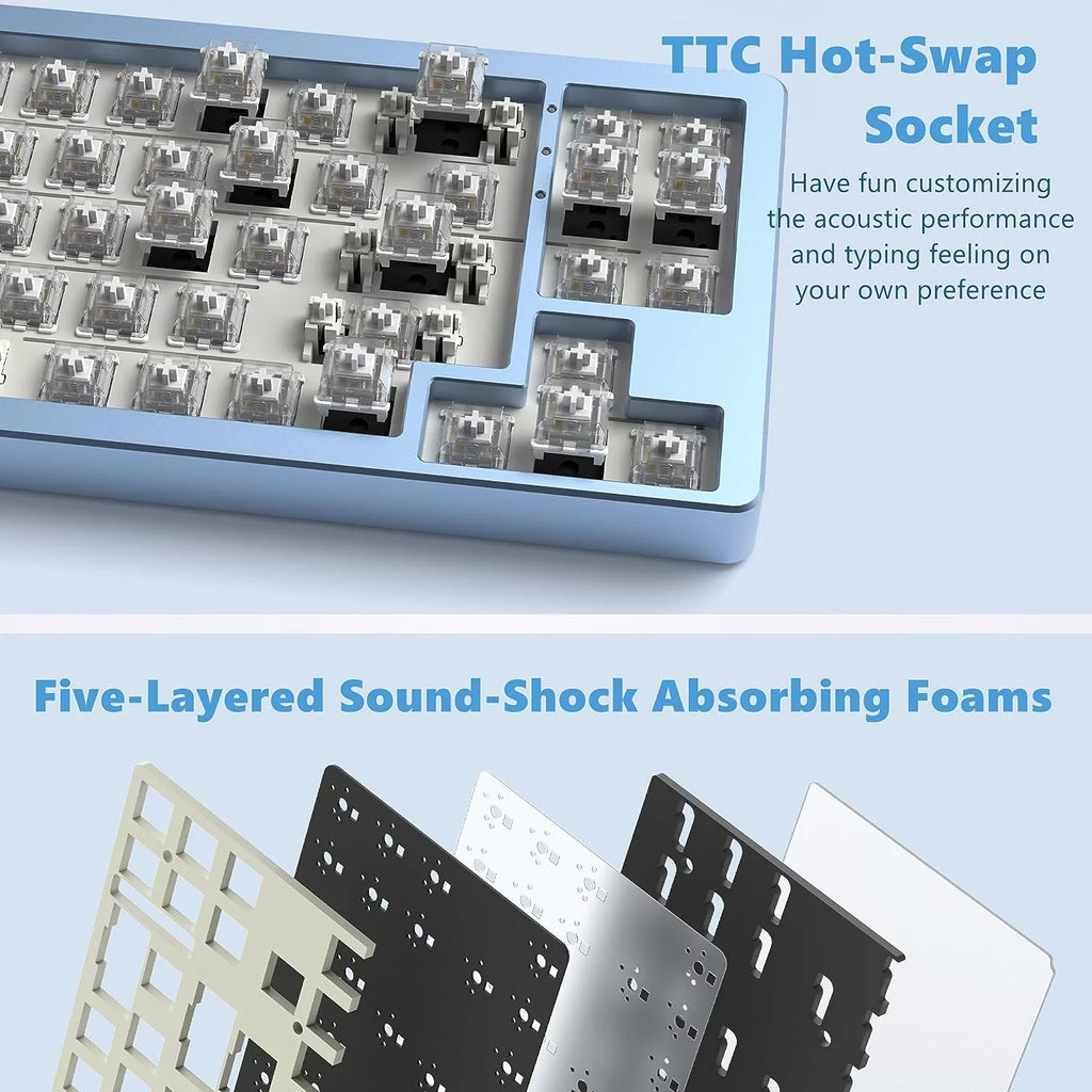 75% Wireless Mechanical Keyboard, Hot-swappable RGB, Aluminum Shell, Bluetooth/2.4G/Wired k7