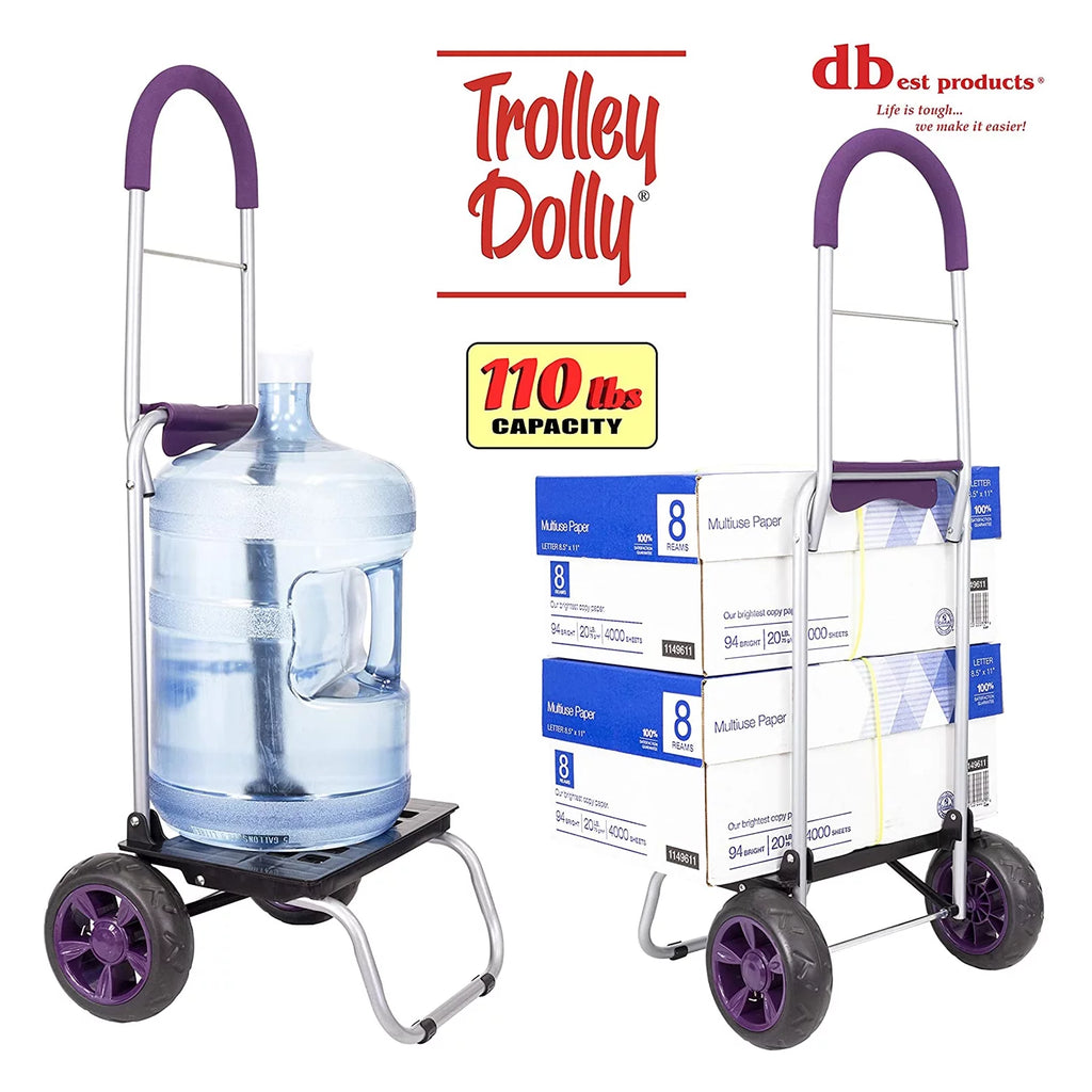 dbest products Trolley Dolly Foldable Shopping Cart, Purple Q270231