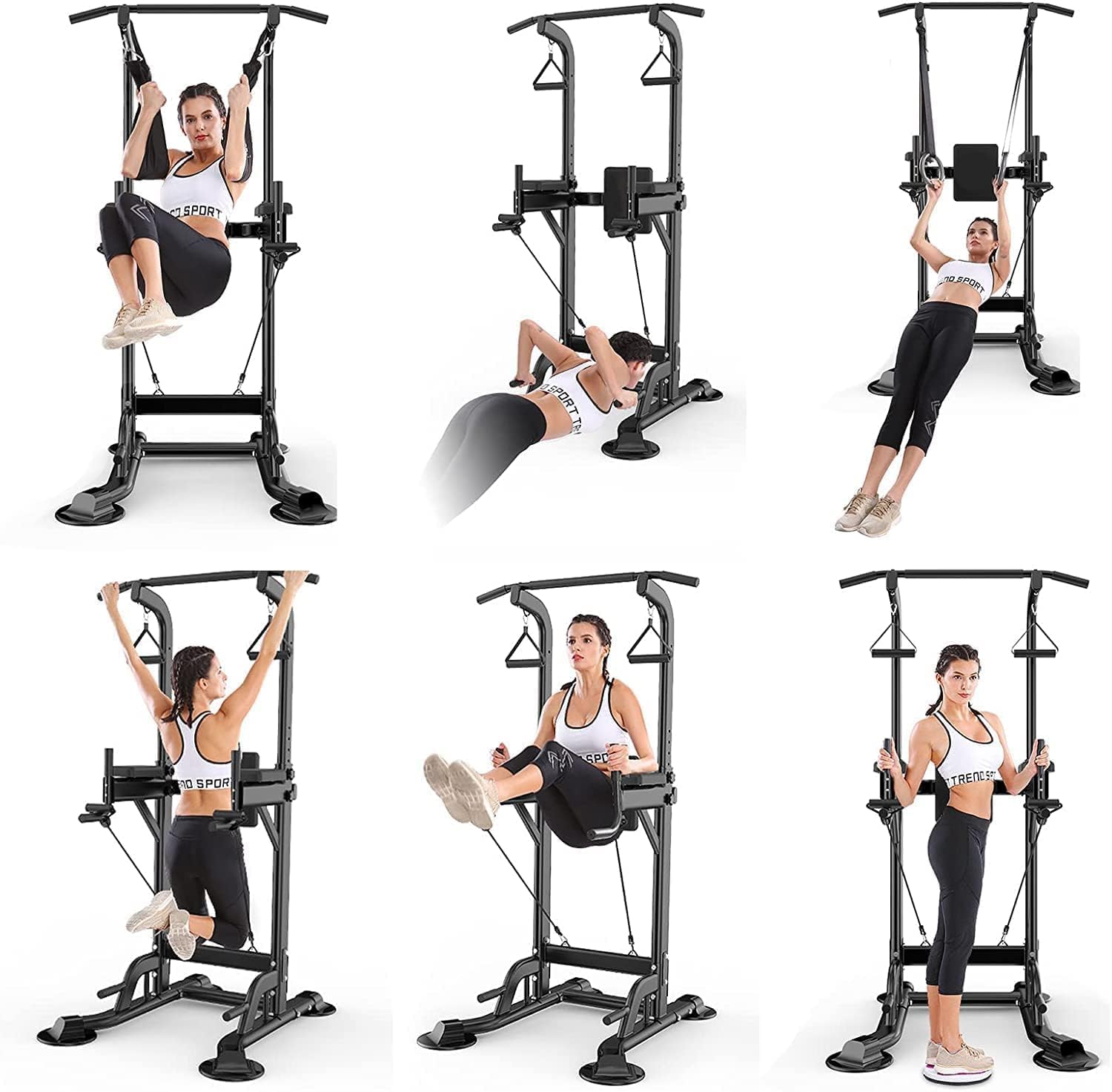 Pull Up Bar Dip Station Adjustable Height Home Gym 7k