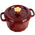 2QT Cast Iron Dutch Oven, Enamel Coated Cookware Pot with Star Knob for Home Baking, Braiser, Cooking, Red (1 Quart)