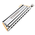 JDR Trochilus 10 Holes Chromatic Harmonica Key of Bb Armonica Chromonica Valveless Harp with Case for Adults Professionals Beginners Kids Teachers and Students Gift (Blues/Ritcher Tuning Key of Bb)