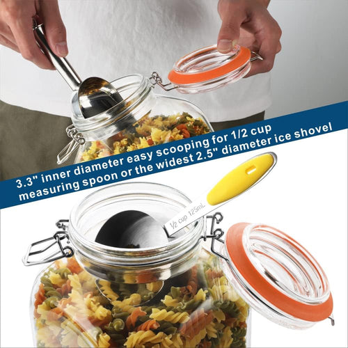 1 Gallon Square Glass Storage Jars with Airtight Lids, 2 Pack T804