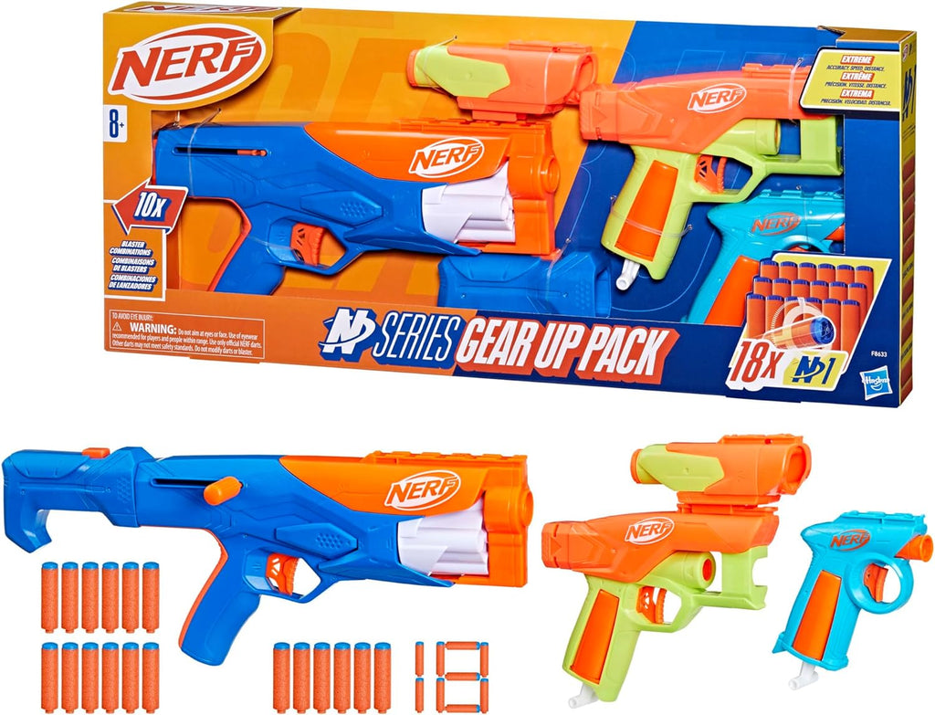 Nerf N Series Gear Up Pack, 3X Blasters, 18 N1 Darts, Ages 8+ N608