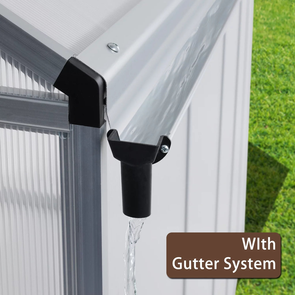 Polycarbonate Greenhouse with Roof Vent and Door Lock 7k