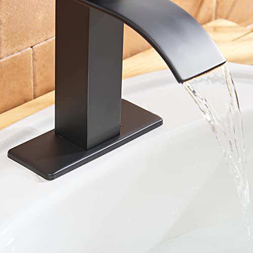 BWE Bathroom Faucet Oil Rubbed Bronze Waterfall Single Hole with Pop Up Drain R2874