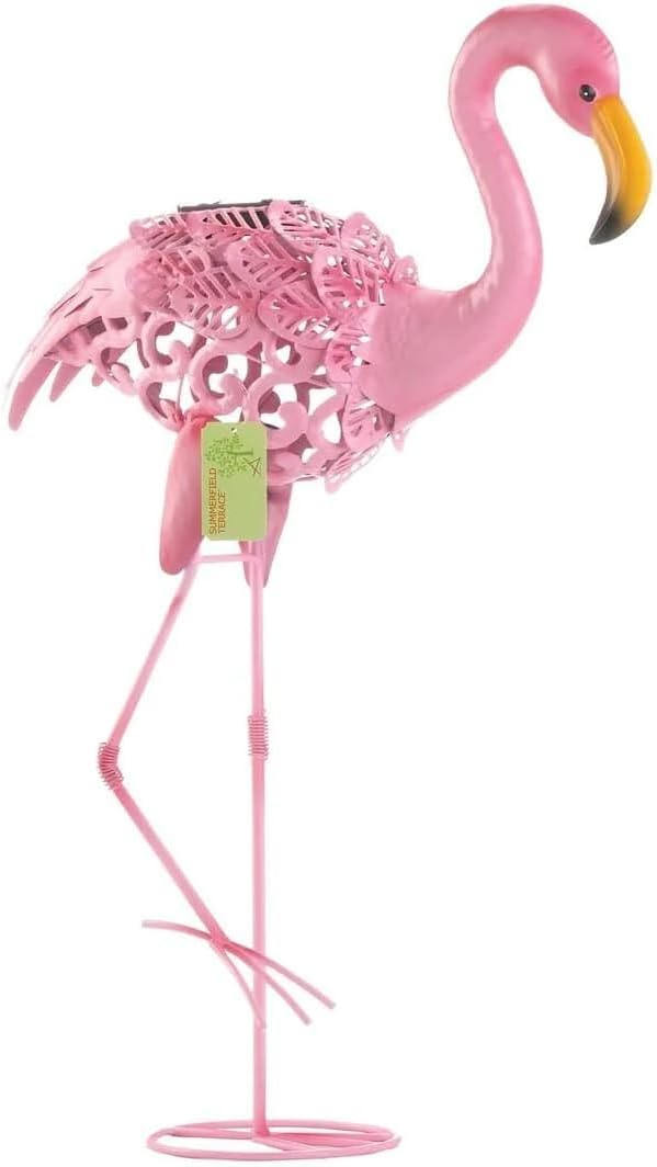 Solar Flamingo Yard Art k7m