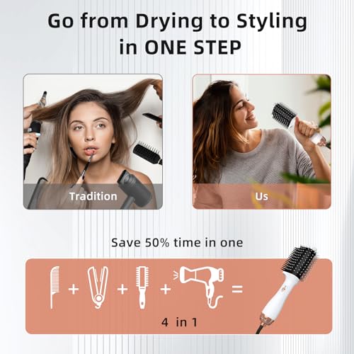 4 in 1 Hot Air Brush Dryer and Styler for All Hair Types Black H16483