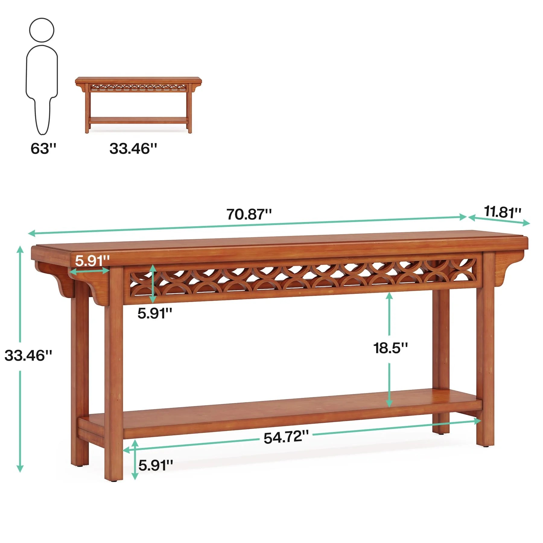 Solid Wood Console Table for Entryway Living Room Hallway a7