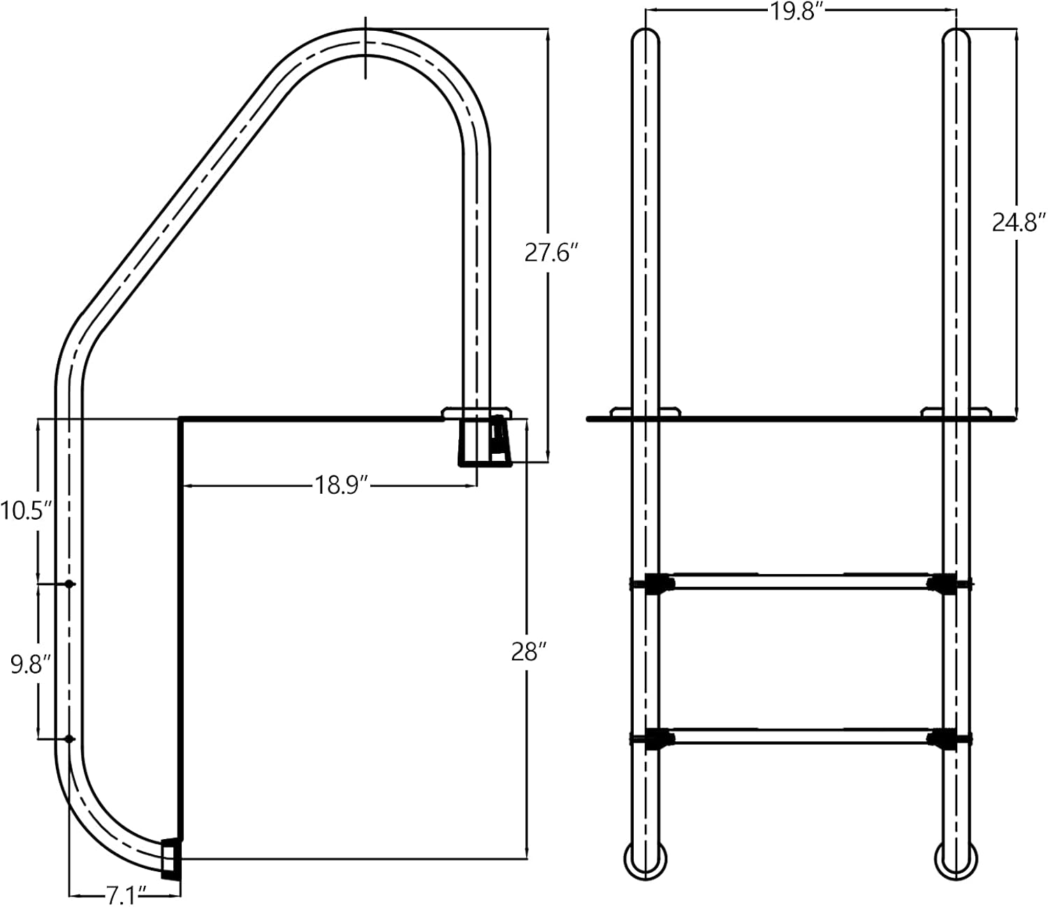 Swimming Pool Ladder 2-Step Non-Slip Stainless Steel a7