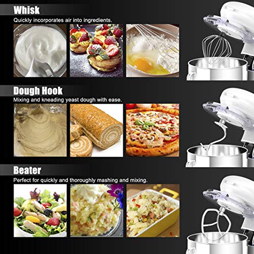 COSTWAY Stand Mixer, 660W 6-Speed Electric Kitchen Mixer with 6.3-Quart Stainless Steel Bowl T80759