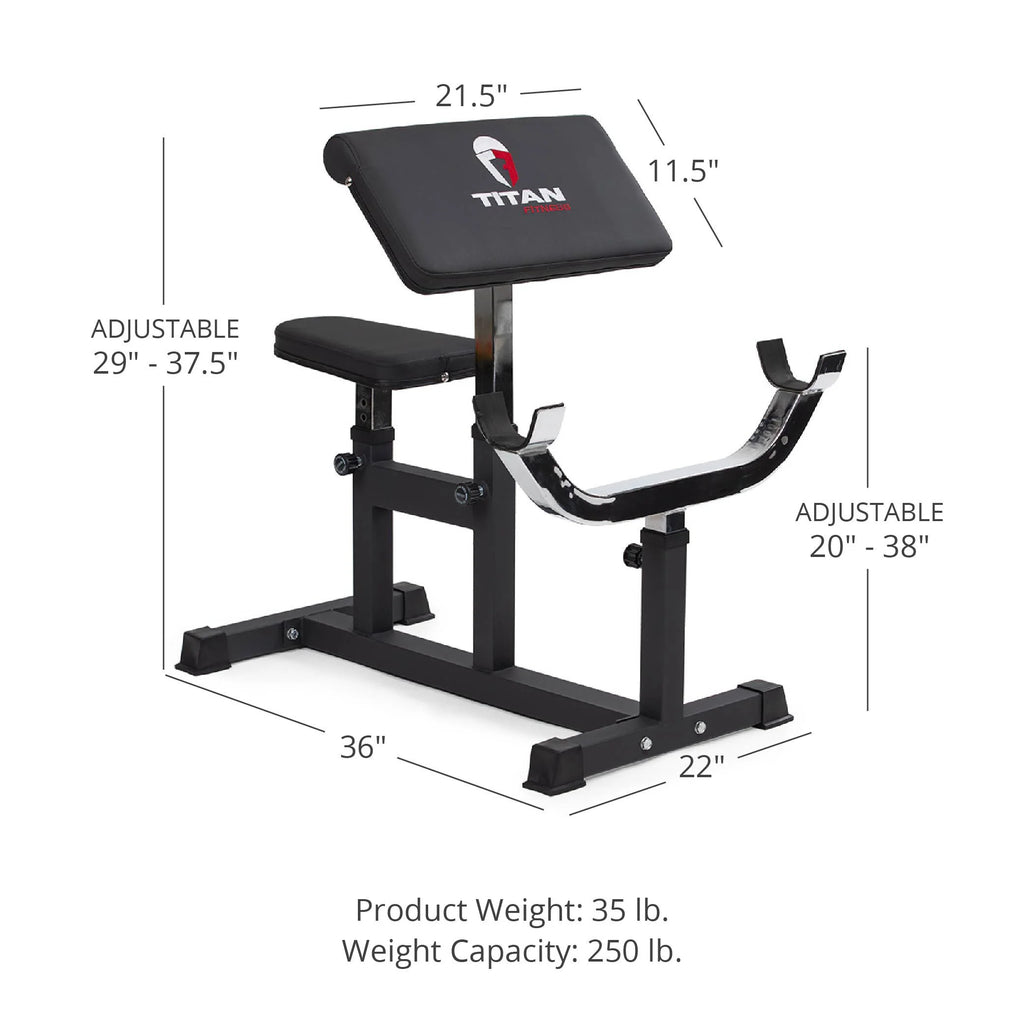 Adjustable Preacher Curl Weight Station Seated Strength Training Bench 250 LB Home Gym Equipment k7