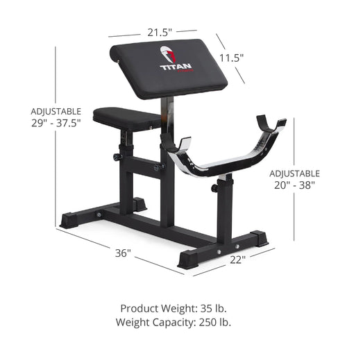 Adjustable Preacher Curl Weight Station Seated Strength Training Bench 250 LB Home Gym Equipment k7
