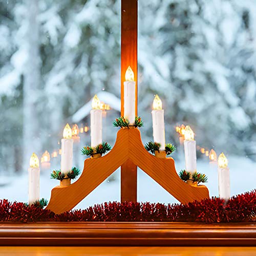 Battery Operated Taper Candles with Remote Timer Warm White Flickering Lights k7m