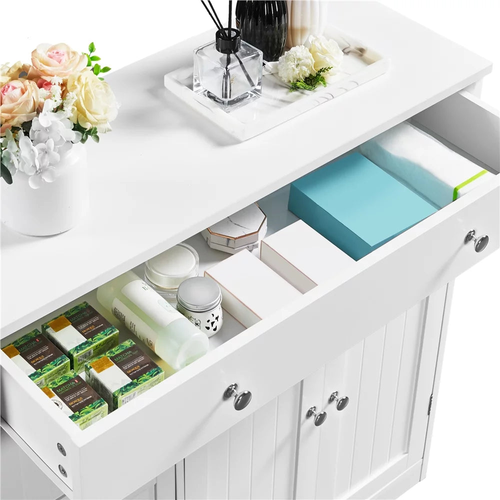 Topeakmart 4 Drawer Floor Storage Cabinet with Adjustable Shelf, White P19903