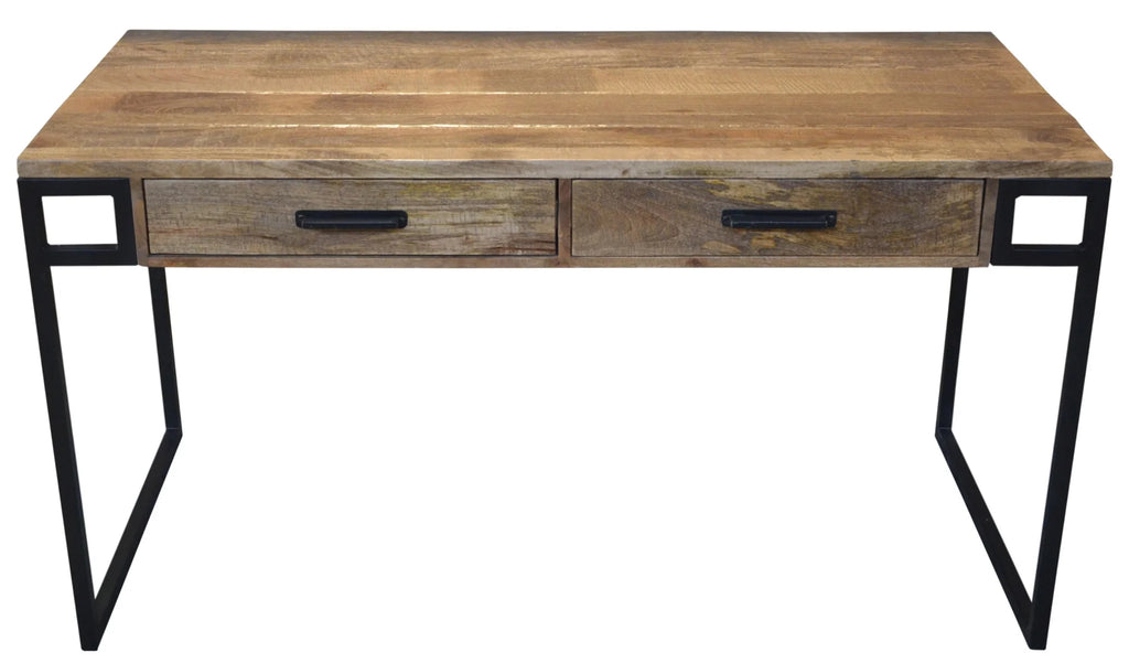 HomeRoots 60 in. Solid Wood Writing Desk with Two Drawers N713824